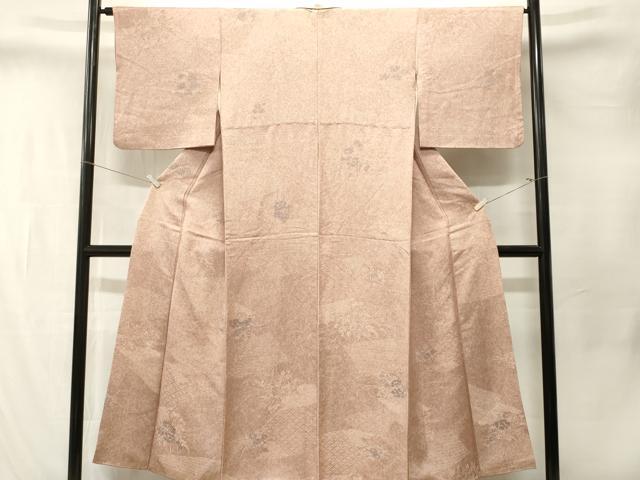 平和屋着物■上質な小紋　地紋起こし　霰草花文　正絹　逸品　CABM1575ev