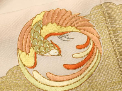 平和屋着物■訪問着　駒刺繍　雲取り鳳凰文　暈し染め　金彩　正絹　逸品　CABM1584ev