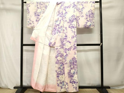 平和屋着物■上質な小紋　枝花文　暈し染め　金彩　正絹　逸品　CABM1588ev