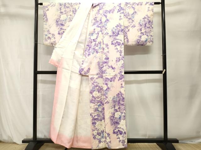 平和屋着物■上質な小紋　枝花文　暈し染め　金彩　正絹　逸品　CABM1588ev
