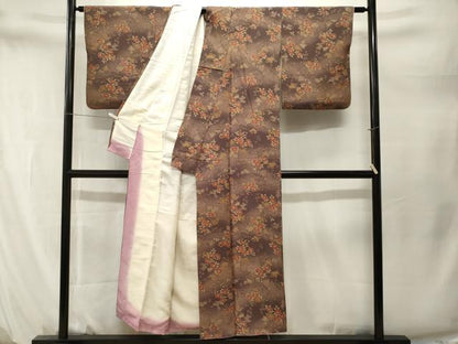 平和屋着物■上質な小紋　枝花文　暈し染め　正絹　逸品　CABM1589ev