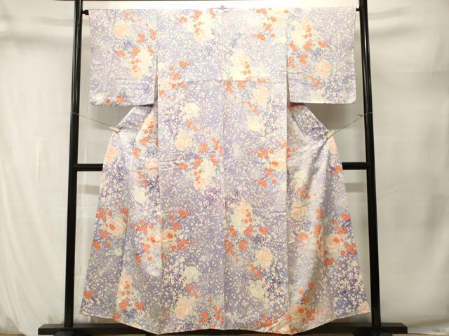 平和屋着物■上質な小紋　草花文　バラ　暈し染め　正絹　逸品　CABM1590ev