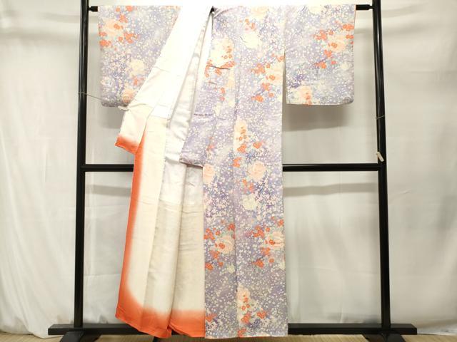 平和屋着物■上質な小紋　草花文　バラ　暈し染め　正絹　逸品　CABM1590ev
