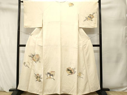 平和屋着物■訪問着　駒刺繍　松竹梅枝花文　金彩　正絹　逸品　CABM1591ev