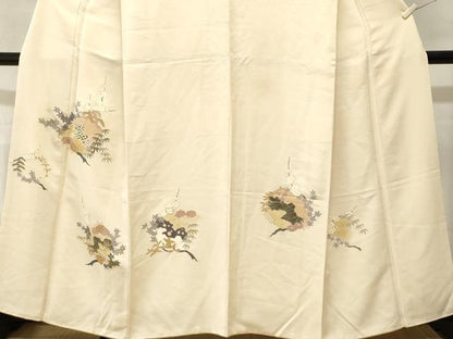 平和屋着物■訪問着　駒刺繍　松竹梅枝花文　金彩　正絹　逸品　CABM1591ev