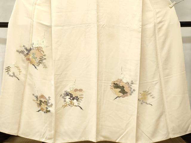 平和屋着物■訪問着　駒刺繍　松竹梅枝花文　金彩　正絹　逸品　CABM1591ev