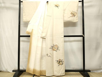 平和屋着物■訪問着　駒刺繍　松竹梅枝花文　金彩　正絹　逸品　CABM1591ev