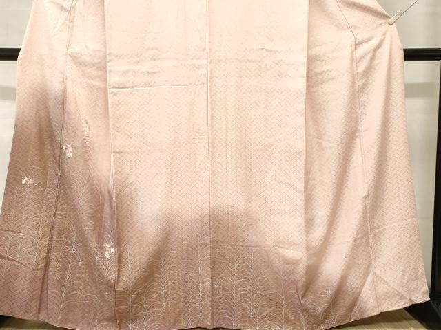 平和屋着物■訪問着　刺繍　芒　草花文　暈し染め　金銀彩　正絹　逸品　CABM1598ev