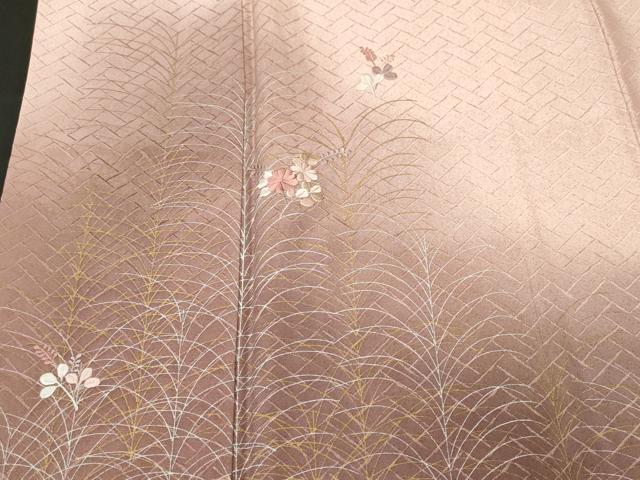 平和屋着物■訪問着　刺繍　芒　草花文　暈し染め　金銀彩　正絹　逸品　CABM1598ev