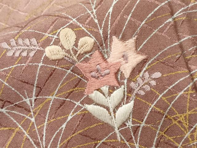 平和屋着物■訪問着　刺繍　芒　草花文　暈し染め　金銀彩　正絹　逸品　CABM1598ev