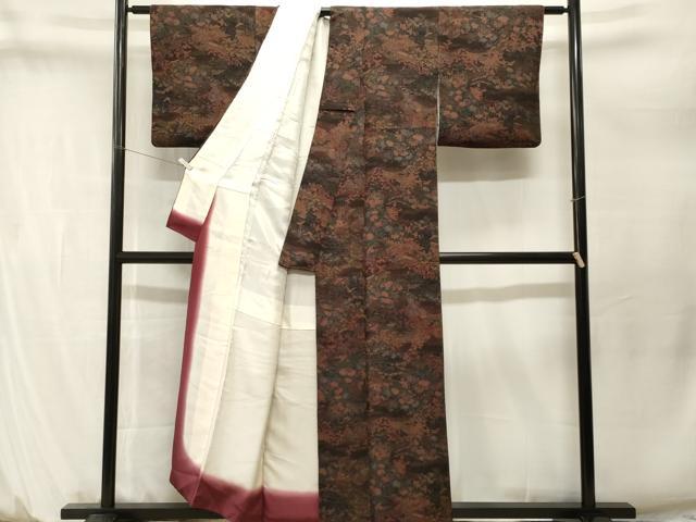 平和屋着物■上質な小紋　御所解文　飛鶴流水草花文　金彩　鬼しぼ縮緬　正絹　逸品　CABM1607ev