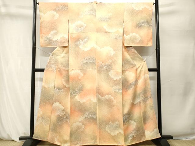 平和屋着物■上質な小紋　地紋起こし　雲取り松葉文　暈し染め　正絹　逸品　CABM1609ev