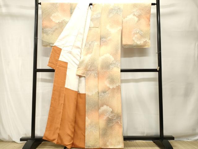 平和屋着物■上質な小紋　地紋起こし　雲取り松葉文　暈し染め　正絹　逸品　CABM1609ev