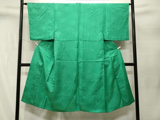 平和屋着物■男性　長襦袢　無双仕立て　紗綾形地紋　花緑青色　正絹　逸品　CABM1611ev