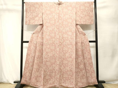 平和屋着物■上質な小紋　枝花文　鬼しぼ縮緬　正絹　逸品　CABM1617ev