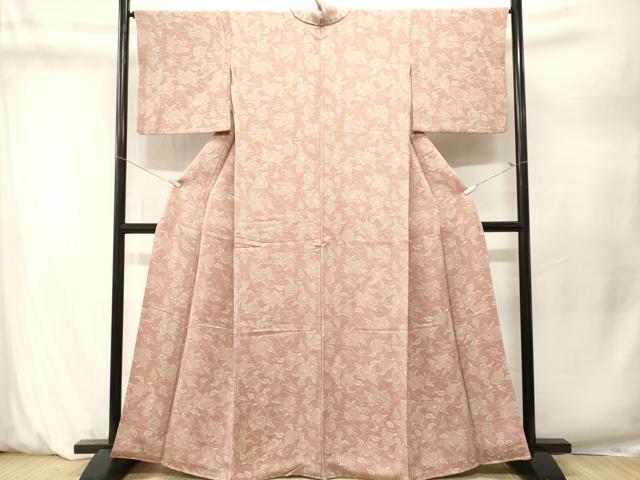 平和屋着物■上質な小紋　枝花文　鬼しぼ縮緬　正絹　逸品　CABM1617ev