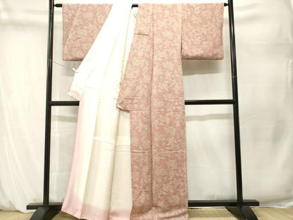 平和屋着物■上質な小紋　枝花文　鬼しぼ縮緬　正絹　逸品　CABM1617ev