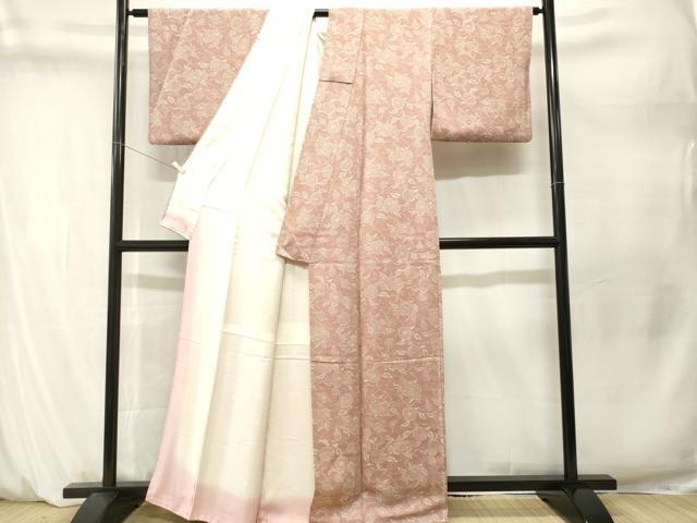 平和屋着物■上質な小紋　枝花文　鬼しぼ縮緬　正絹　逸品　CABM1617ev