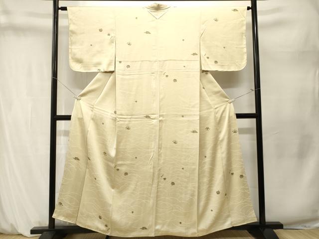 平和屋着物■上質な小紋　芝草茶器花文　正絹　逸品　CABM1618ev