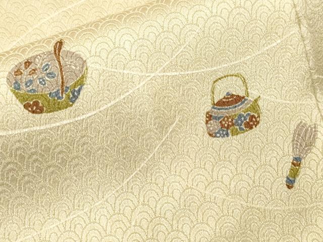 平和屋着物■上質な小紋　芝草茶器花文　正絹　逸品　CABM1618ev
