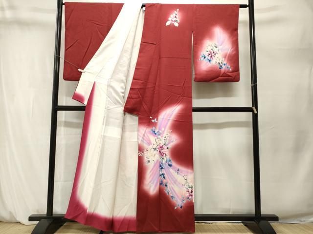 平和屋着物■訪問着　草花文　暈し染め　正絹　逸品　CABM1619ev