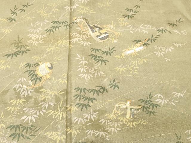 平和屋着物■訪問着　楽器笹竹文　打ち出の小槌　金銀彩　正絹　逸品　CABM1620ev