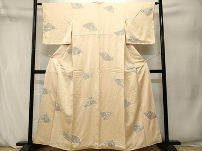 平和屋着物■上質な小紋　絞り　更紗絵皿花文　正絹　逸品　CABM1624ev