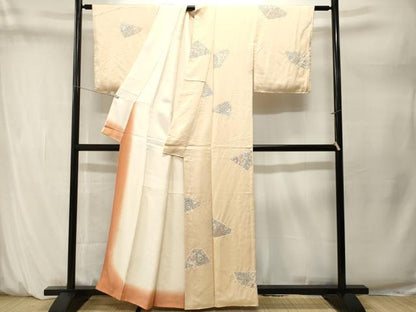 平和屋着物■上質な小紋　絞り　更紗絵皿花文　正絹　逸品　CABM1624ev
