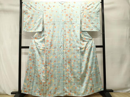 平和屋着物■上質な小紋　吉祥格子枝花文　金彩　正絹　逸品　CABM1628ev