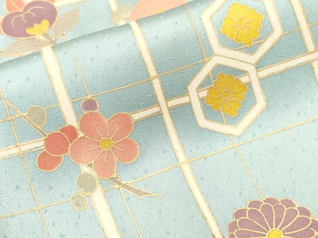 平和屋着物■上質な小紋　吉祥格子枝花文　金彩　正絹　逸品　CABM1628ev