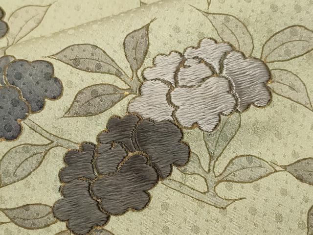 平和屋着物■訪問着　刺繍　椿　金彩　正絹　逸品　CABM1632ev