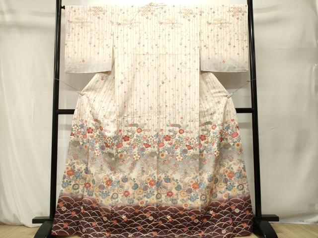 平和屋着物■訪問着　芝草エ霞草花文　暈し染め　金彩　正絹　逸品　CABM1637ev