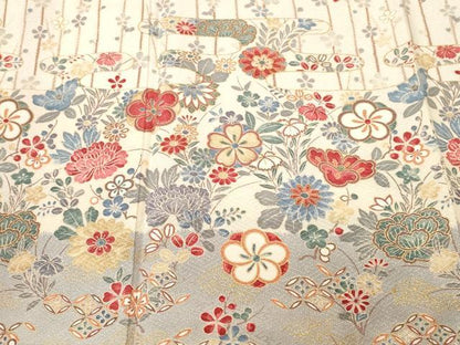 平和屋着物■訪問着　芝草エ霞草花文　暈し染め　金彩　正絹　逸品　CABM1637ev