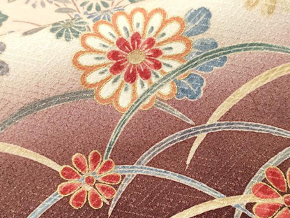 平和屋着物■訪問着　芝草エ霞草花文　暈し染め　金彩　正絹　逸品　CABM1637ev