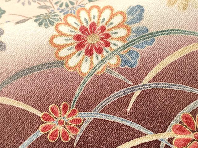 平和屋着物■訪問着　芝草エ霞草花文　暈し染め　金彩　正絹　逸品　CABM1637ev