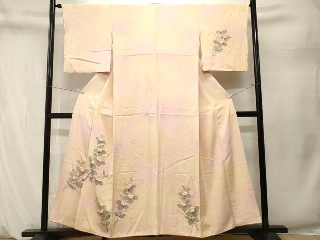 平和屋着物■訪問着　芝草枝花文　暈し染め　正絹　逸品　CABM1638ev
