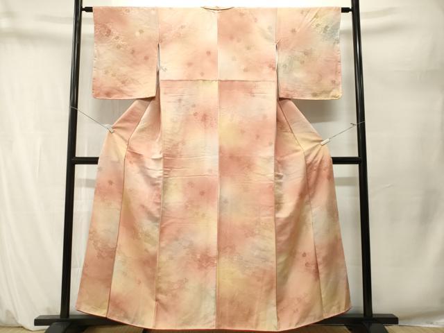平和屋着物■上質な小紋　霞文　雲取り流水花地紋　暈し染め　正絹　逸品　CABM1640ev