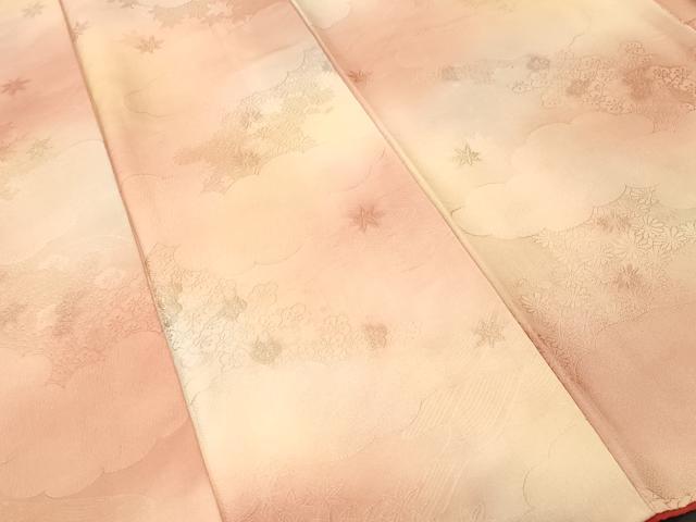 平和屋着物■上質な小紋　霞文　雲取り流水花地紋　暈し染め　正絹　逸品　CABM1640ev