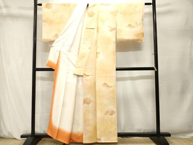 平和屋着物■上質な小紋　地紋起こし　切嵌草花文　暈し染め　正絹　逸品　CABM1643ev