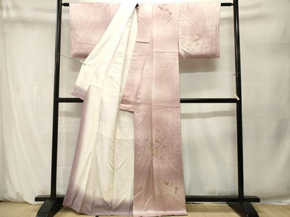平和屋着物■訪問着　刺繍　唐子草花文　暈し染め　金彩　正絹　逸品　CABM1646ev