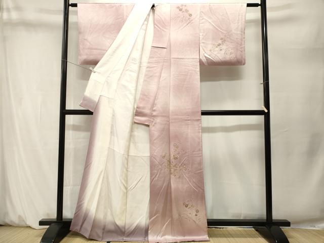 平和屋着物■訪問着　刺繍　唐子草花文　暈し染め　金彩　正絹　逸品　CABM1646ev