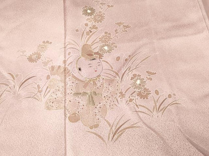 平和屋着物■訪問着　刺繍　唐子草花文　暈し染め　金彩　正絹　逸品　CABM1646ev