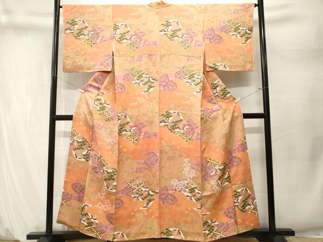 平和屋着物■訪問着　飛鶴雪輪天井草花文　正絹　逸品　CABM1649ev