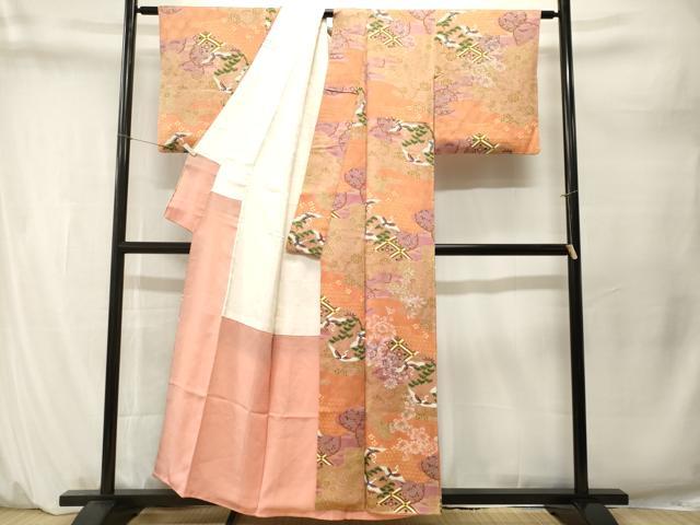 平和屋着物■訪問着　飛鶴雪輪天井草花文　正絹　逸品　CABM1649ev