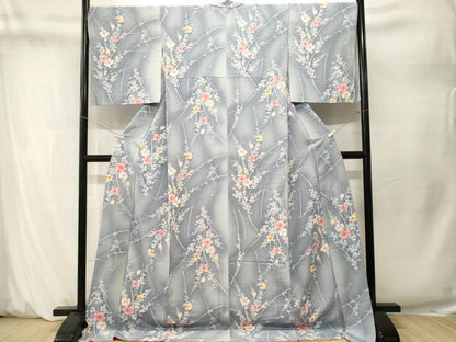 平和屋着物■上質な小紋　枝花文　暈し染め　ロング丈　正絹　逸品　CABM1650ev