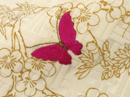 平和屋着物■上質な小紋　刺繍　花籠文　枝花文　金糸　正絹　逸品　CABM1651ev