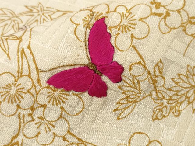 平和屋着物■上質な小紋　刺繍　花籠文　枝花文　金糸　正絹　逸品　CABM1651ev