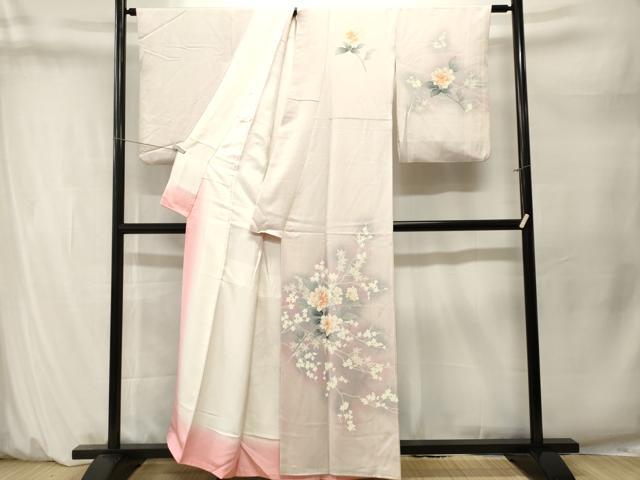 平和屋着物■訪問着　枝花文　暈し染め　正絹　逸品　CABM1652ev