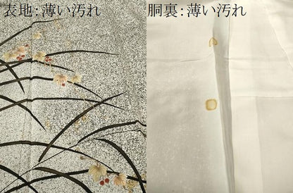 平和屋着物■訪問着　芒　蔦の葉　南天文　たたき染め　正絹　逸品　CABM1655ev