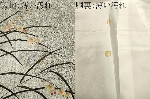 平和屋着物■訪問着　芒　蔦の葉　南天文　たたき染め　正絹　逸品　CABM1655ev